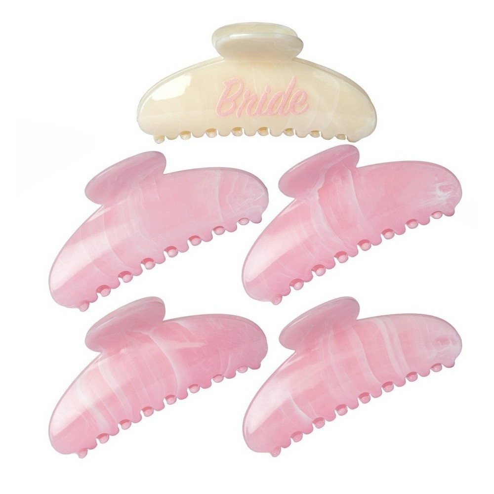 npw Bachelorette social club claw hair clips 5 pack NEW pink, bride is white